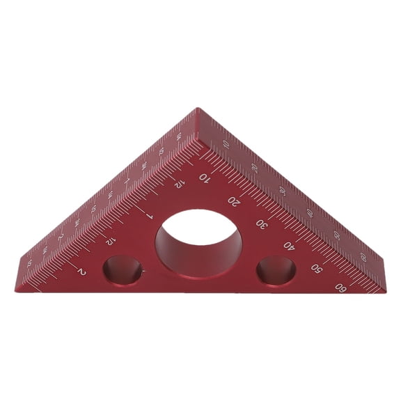 Right Angle Ruler for Woodworking, Aluminum Alloy Triangle Gauge with Metric and Inch Scale, Height Measuring Tool in Red or Purple, 97x68mm(red)