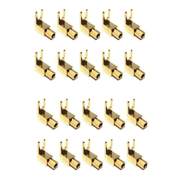 Right Angle Spade Fork & Binding Post - 4mm Banana Plug Socket - Spade Fork Connector for Speaker & Power & Amp(20 Pack),20 x Spade Adapter Plugs,gold