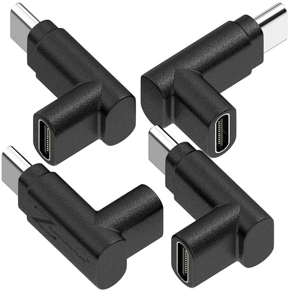 Right Angle USB C 90 Degree Adapter Up Down (4 Pack) Cellularize 40Gbps Type C Male to Female Extender 8K@60Hz Video 100W Thunderbolt 4/3 Data for Steam Deck Switch Notebook Tablet and Mobile Phone