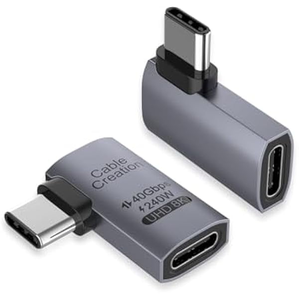 Right Angle USB C Adapter 2 Pack, USB C Male to Female 90 Degree ...