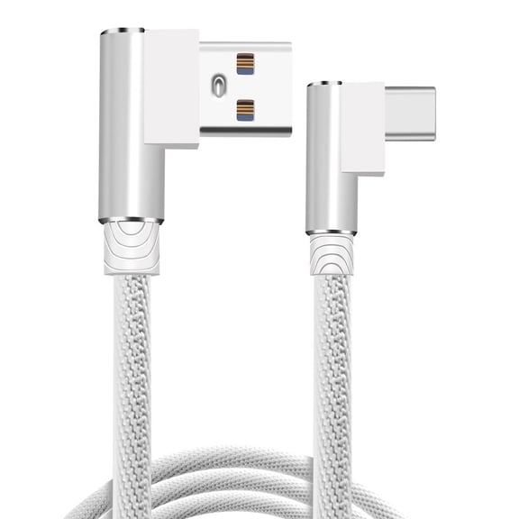 Right Angle USB C Cable, Type C 90 Degree Cable, Braided USB Type C Long Cord Fast Charging Sync Cable for Samsung Galaxy S23 S22 S21 S20 S10 Note 10 9 LG Google and more (2 Pack 10FT)