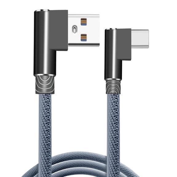 Right Angle USB C Cable, Type C 90 Degree Cable, Braided USB Type C Long Cord Fast Charging Sync Cable for Samsung Galaxy S23 S22 S21 S20 S10 Note 10 9 LG Google and more (2 Pack 10FT)