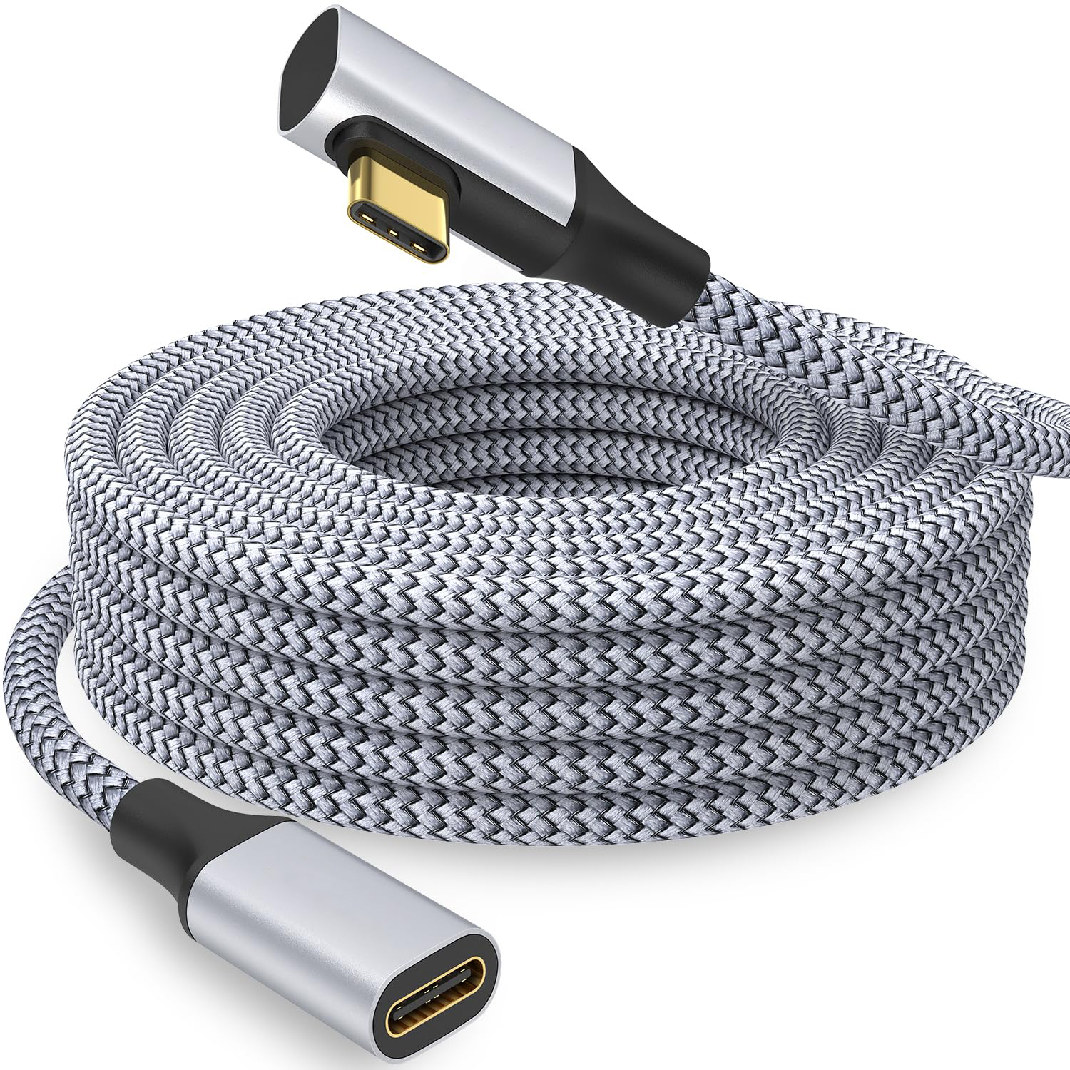 Right Angle USB C Extension Cable 10ft, 90 Degree USB C Male to USB C