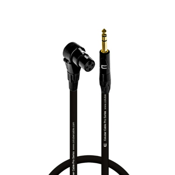 Right Angle XLR Female to 1/4" TRS Male - 0.5 Feet - Black - Pro 3-Pin Microphone Connector for Powered Speakers, Audio Interface or Mixer for Live Performance & Recording