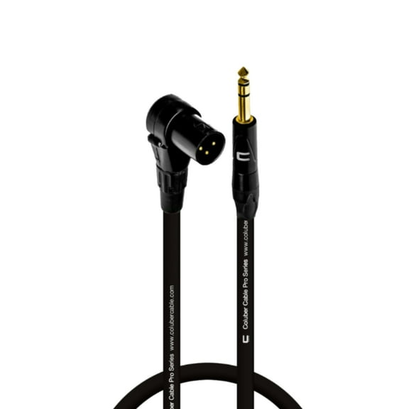 Right Angle XLR Male to 1/4" TRS Male - 0.5 Feet - Black - Pro 3-Pin Microphone Connector for Powered Speakers, Audio Interface or Mixer for Live Performance & Recording