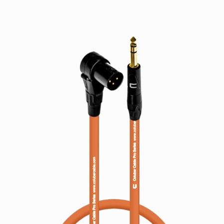 Right Angle XLR Male to 1/4" TRS Male - 0.5 Feet - Orange - Pro 3-Pin Microphone Connector for Powered Speakers, Audio Interface or Mixer for Live Performance & Recording