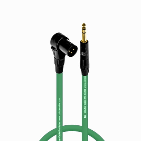 Right Angle XLR Male to 1/4" TRS Male - 1.5 Feet - Green - Pro 3-Pin Microphone Connector for Powered Speakers, Audio Interface or Mixer for Live Performance & Recording