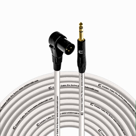 Right Angle XLR Male to 1/4" TRS Male - 100 Feet - White - Pro 3-Pin Microphone Connector for Powered Speakers, Audio Interface or Mixer for Live Performance & Recording