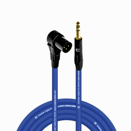 Right Angle XLR Male to 1/4" TRS Male - 20 Feet - Blue - Pro 3-Pin Microphone Connector for Powered Speakers, Audio Interface or Mixer for Live Performance & Recording