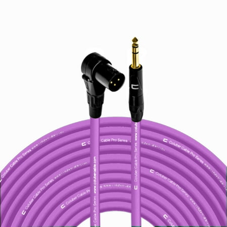 Right Angle XLR Male to 1/4" TRS Male - 200 Feet - Purple - Pro 3-Pin Microphone Connector for Powered Speakers, Audio Interface or Mixer for Live Performance & Recording