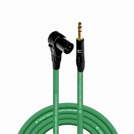 Right Angle XLR Male to 1/4" TRS Male - 30 Feet - Green - Pro 3-Pin Microphone Connector for Powered Speakers, Audio Interface or Mixer for Live Performance & Recording