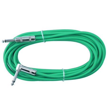 Right Angle to Straight 1/4 Instrument Cable 20 ft long - GREEN