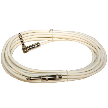 Right Angle to Straight 1/4 Instrument Cable 20 ft long - WHITE
