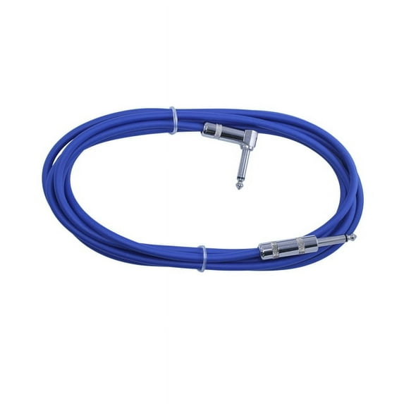 Right Angle to Straight 1/4 Instrument Cable 6 ft long - BLUE