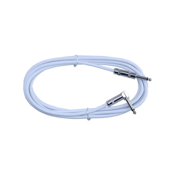 Right Angle to Straight 1/4 Instrument Cable 6 ft long - WHITE