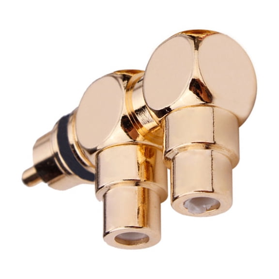 Right Angled 1 Male To 2RCA Female Gold Plated Connector 90 Degree Adapter Cable Connector Plug Connector for Loudspeaker