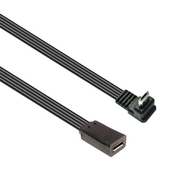 Right Angled Microed USB Male To Female Extension Cable Flat Flexible Design Multiple Size Option For Mobile Accessories