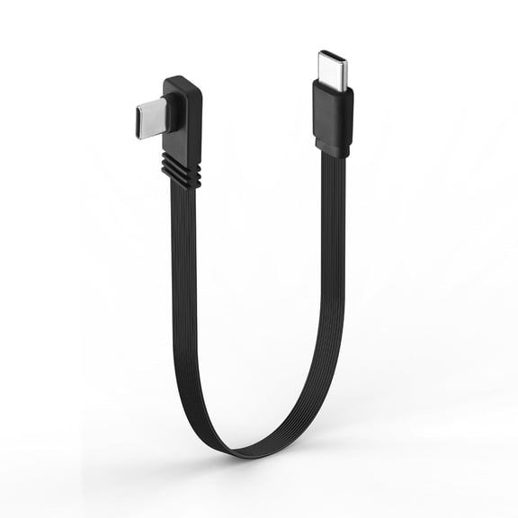 Right Angled Short USB C Flat Cable PD 100W Fast Charging 90 Degree USB C to USBC Charging Cord Ultra-thinType C Male to Male Short Cable for Phone 16/15,Tablets,Cars,and More 7.87in