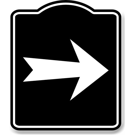 Right Arrow Directional BLACK Aluminum Composite Sign, 8.5"x10"