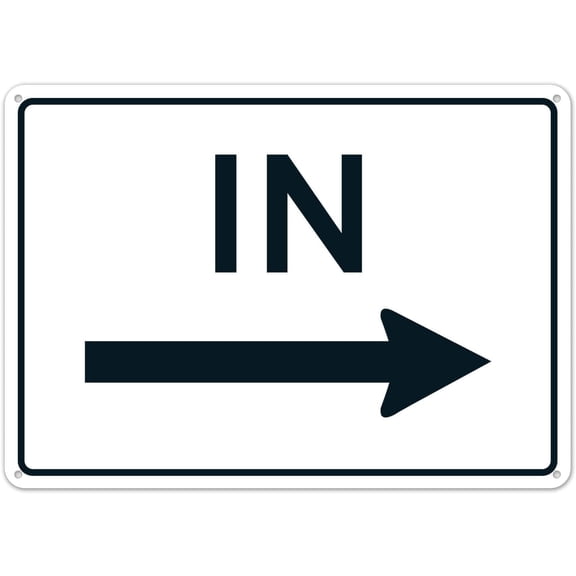 Right Arrow With In Directional Warning Sign Aluminum Tin Sign 8x12 Inch Wall Mount Industrial Workplace Business Commercial Garage Yard Street Caution Notice Home Indoor Outdoor Decorative Signage