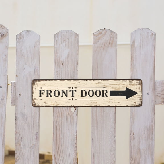 Right Arrow Front Door Metal Tin Sign For Indoor Or Outdoor Wall Decor 4x16 Inch
