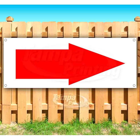 Right Arrow Red 13 oz Vinyl Banner With Metal Grommets