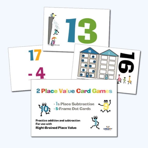 Right-Brained Place Value Subtracting 1s Cards
