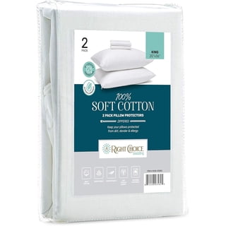 Right Choice Bedding Cotton Pillow Protectors with Zipper - Superior Hypoallergenic Pillow Covers, Zip Up Pillowcase King Size 20x36 (Set of 2)