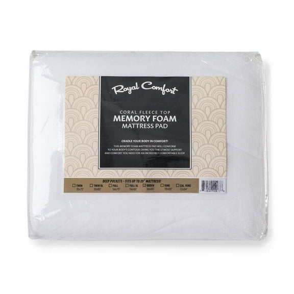 Right Choice Bedding Memory Foam Mattress Pad - Coral Fleece Top