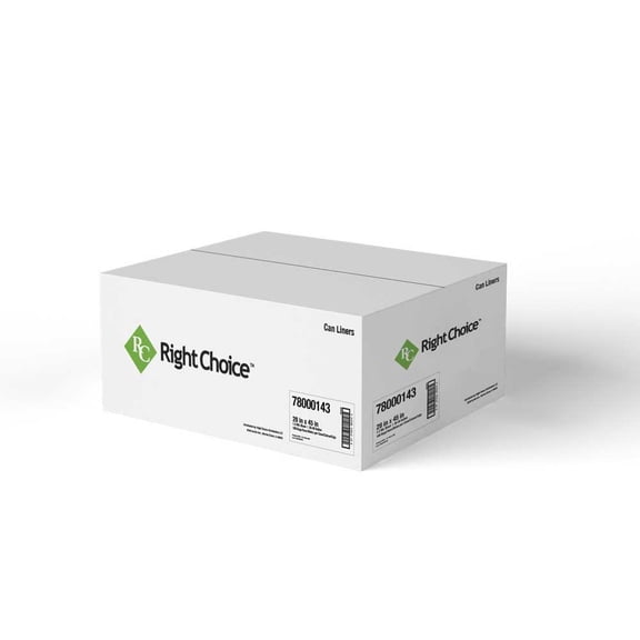 Right Choice Black 1.2 Mil LDPE 20/30-Gallon Can Liner, 28 x 45 inch -- 100 per case