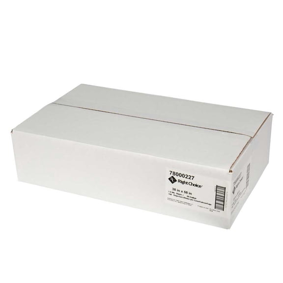 Right Choice Black 1.4 Mil LDPE 60-Gallon Can Liner, 38 x 58 inch -- 100 per case