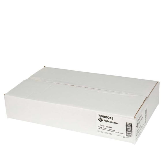 Right Choice Clear 0.9 Mil LDPE 60-Gallon Can Liner, 38 x 58 inch -- 100 per case