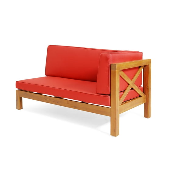 Right Corner Bench, Red - Wood Frame And Water- Cushions For A Stylish Outdoor Area Bench Construction With Exceptional Use