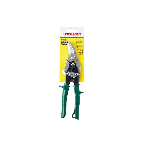 Right Cut Aviation Snips with Green Grips