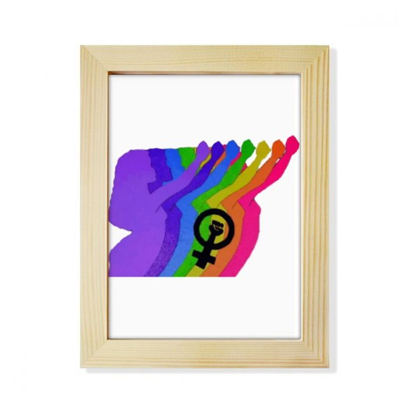Right Differentiation Identity Rainbow Equality Desktop Adorn Photo Frame Display Art Painting Wooden