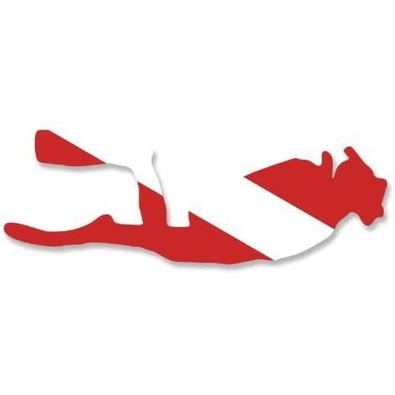 Right Facing Diver Shaped Scuba Flag 3M Reflective sticker| Diving Decal
