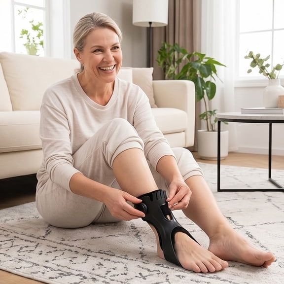 Right Foot Adjustable Dial Lock Ankle Foot Drop Brace, Rigid Support Ankle Stabilizer, Breathable Wrap Ankle Orthosis for Walking Daily Sports-11.8"x5.1"