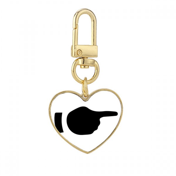 Right Gesture Outline Pattern Gold Heart Keychain Metal Keyring Holder