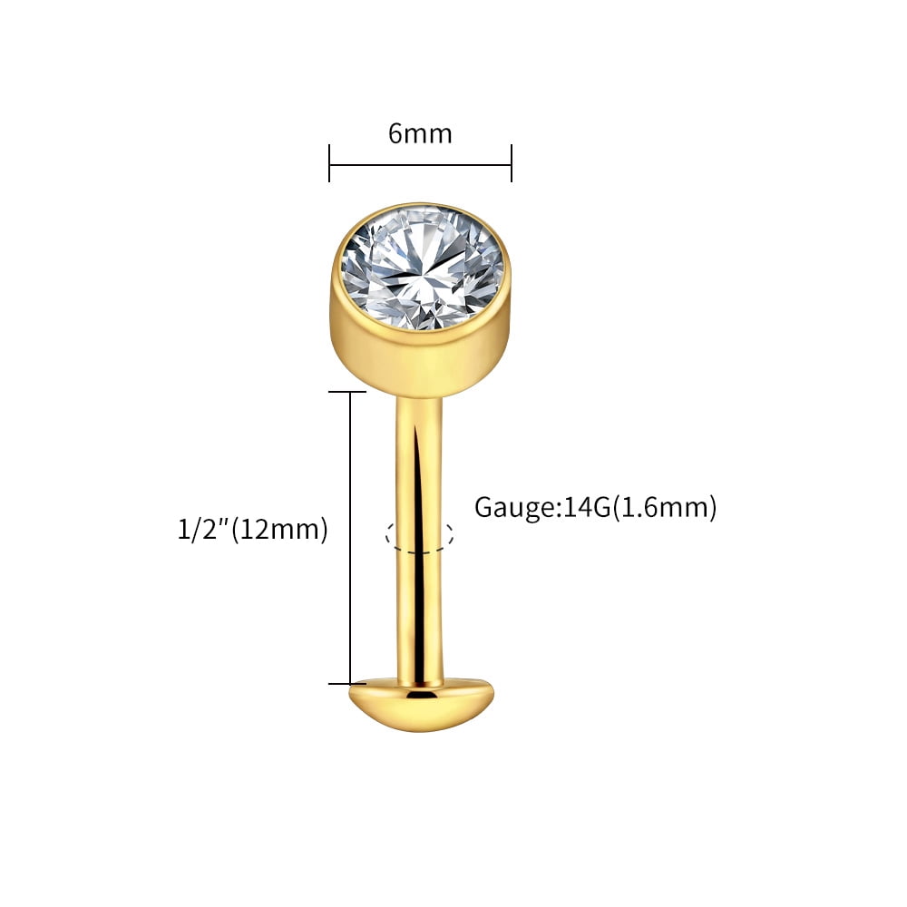 Right Grand ASTM F136 Titanium 14G Convex Base CZ Floating Belly Button ...