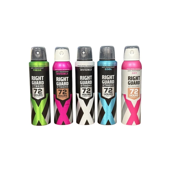 Right Guard Deodorant, Xtreme Invisible 72H Anti-Perspirant Spray 5 Packs