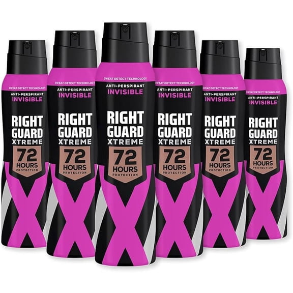 Right Guard Extreme Deodorant Invisible 72H Anti-Perspirant Spray 6Pack 150M