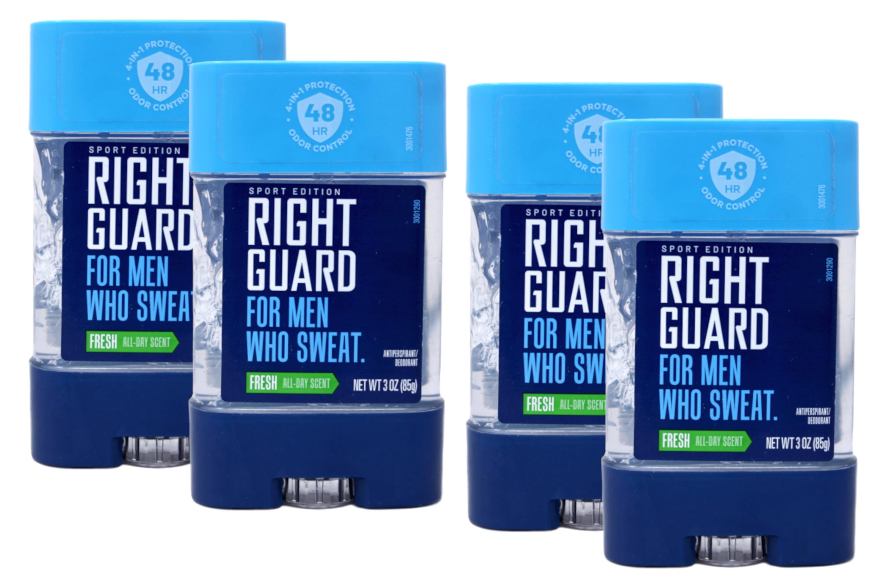 Right Guard Sport 3D Odor Defense, Anti-Perspirant Deodorant Clear Gel, Fresh 3 oz (Pack of 4)