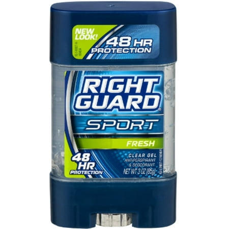 Right Guard Sport 3D Odor Defense, Anti-Perspirant Deodorant Clear Gel, Fresh 3 oz (Pack of 6)