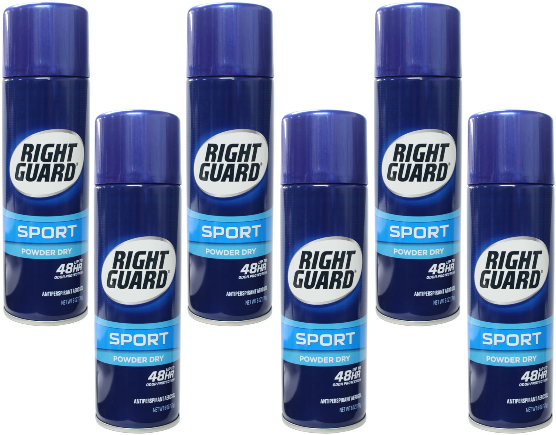 Right Guard Sport Antiperspirant And Deodorant Aerosol, Powder Dry - 6 Oz, 6 Pack