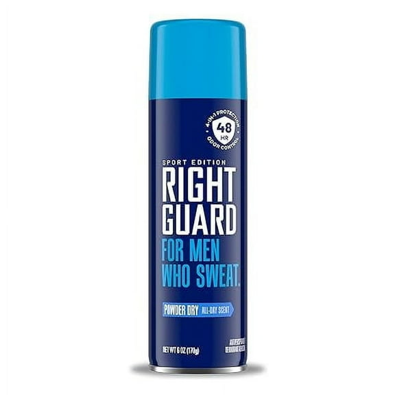 Right Guard Sport Antiperspirant Deodorant Aerosol Spray, Powder Dry, 6 Oz, 6 Pack