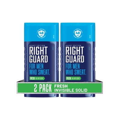 Right Guard Sport Invisible Solid Antiperspirant & Deodorant for Men, Fresh Scent, 2.6 oz. (2 Pack)