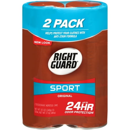 Right Guard Sport Deodorant Aerosol Spray, Original, 8.5 oz (Pack of 2)