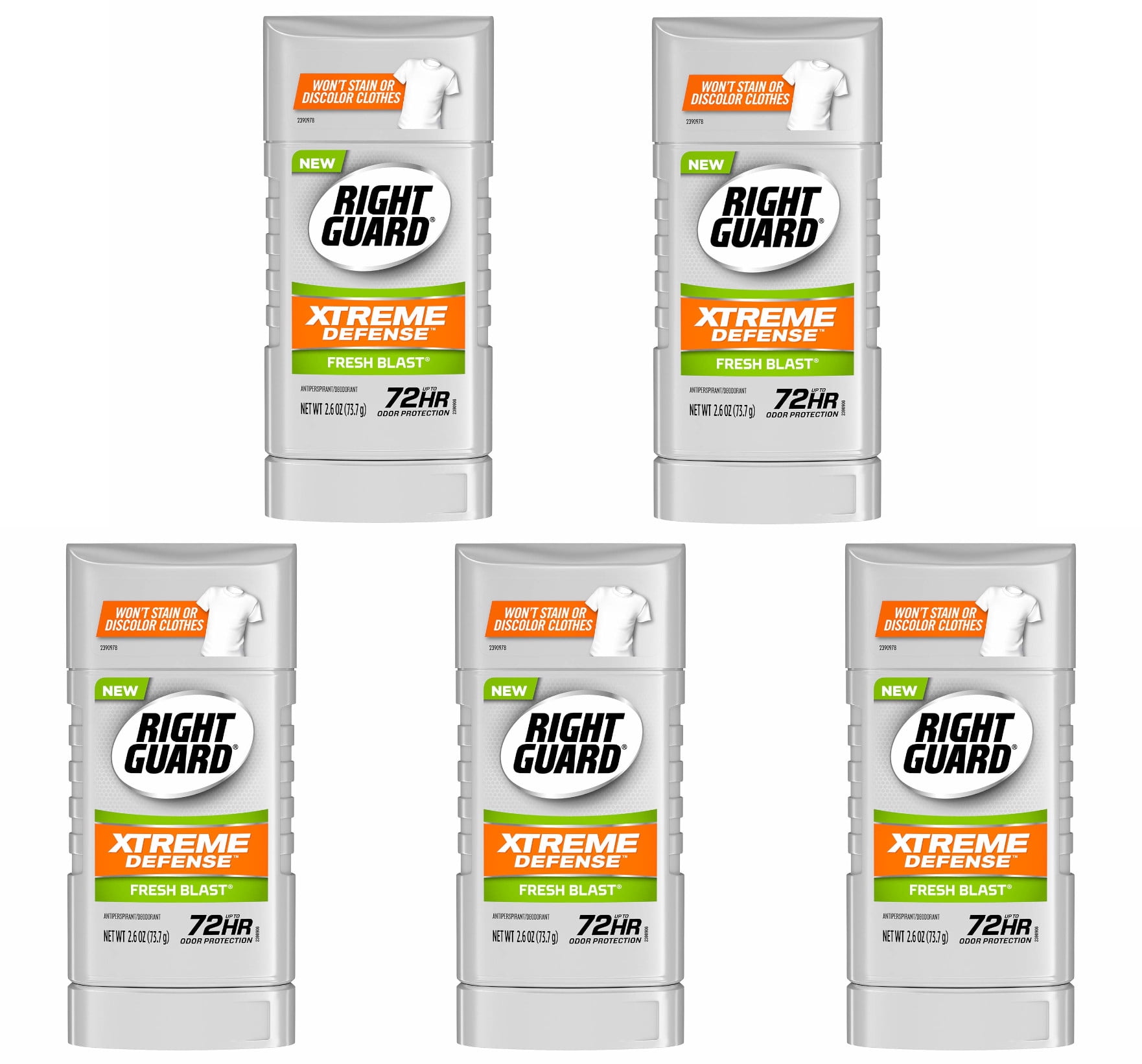 Right Guard Xtreme Defense 5 Anti-Perspirant & Deodorant, Fresh Blast 2.60 oz