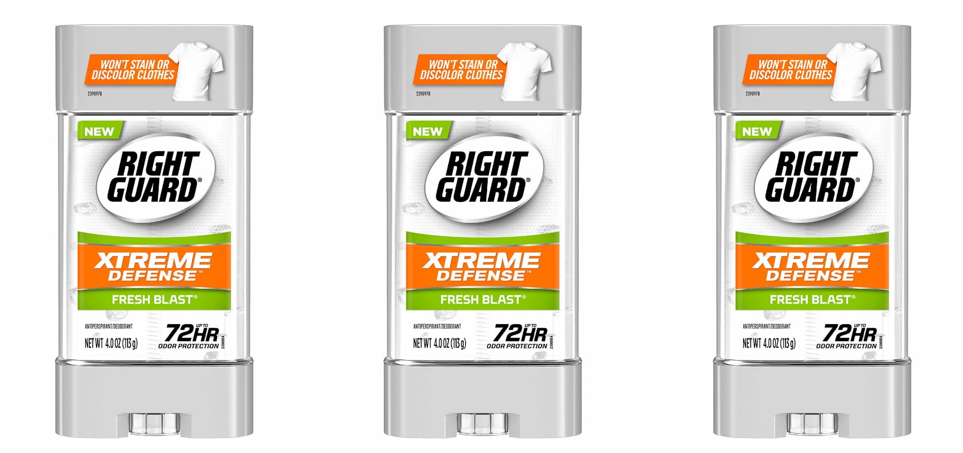 Right Guard Xtreme Defense 5 Antiperspirant Deodorant Gel Fresh Blast, 4 Oz, 3 Pack