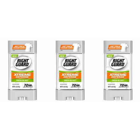 Right Guard Xtreme Defense 5 Antiperspirant Deodorant Gel Fresh Blast, 4 Oz, 3 Pack